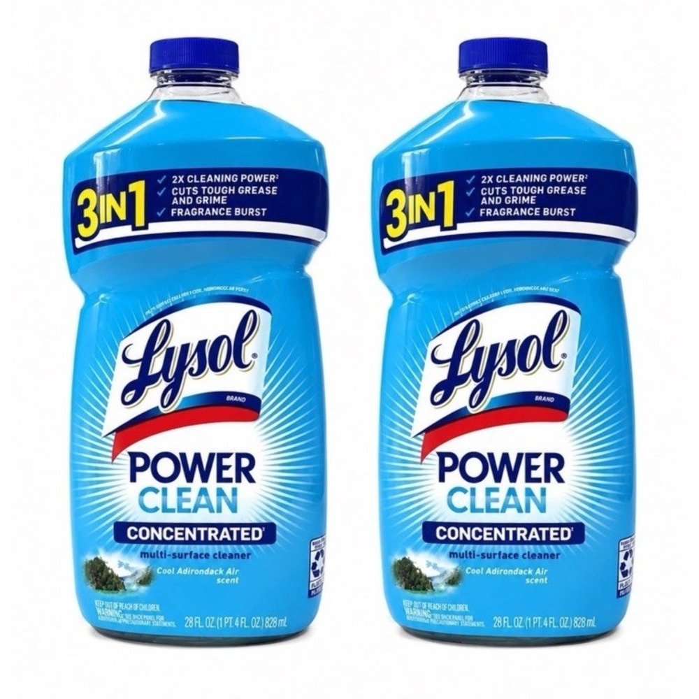 2 Lysol Power Clean Concentrated Multi-Surface Cleaner Cool Adirondack Air 28 oz